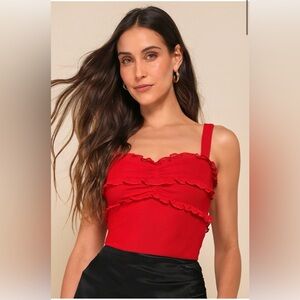 Lulu's Scarlet Ruffle Bodysuit
